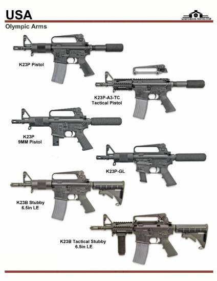 США: Olympic Arms K23P Pistols, K23B LE Stubby