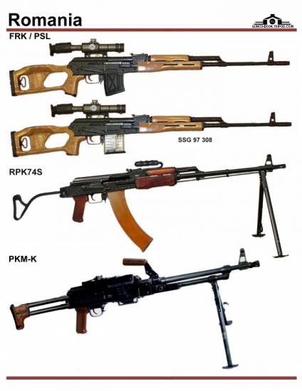 Румыния: FRK-PSL, SSG 97, RPK-74S, PKM-K