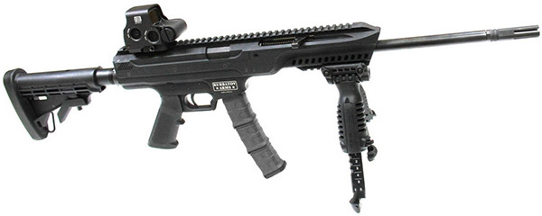 Пистолет-карабин Kurbatov Arms R-701 с установленными прицелом и сошкой