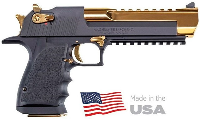 Пистолет Desert Eagle L6″ Black T-Gold калибра .50 АЕ весит около 1,7 кг
