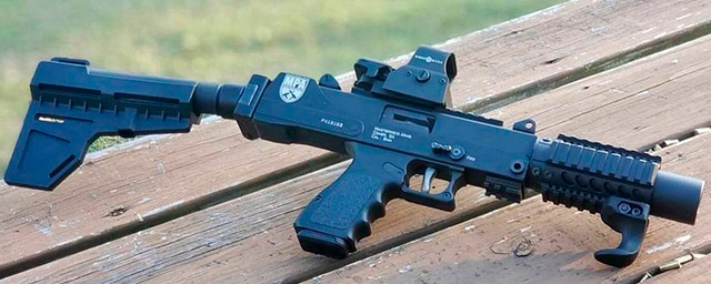 9-мм пистолет MPA35DMG со стабилизатором Shockwave Blade Pistol Stabilizer компании KAK Industry