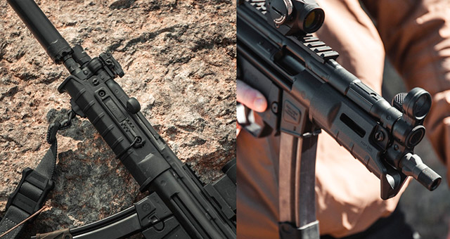 Цевья Magpul SL Hand Guard различной длины на пистолете-пулемёте HK MP5