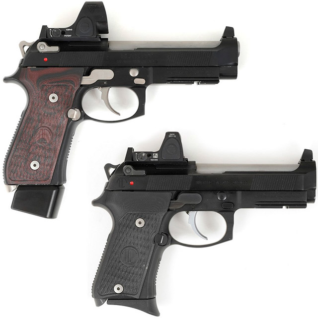 Пистолеты Beretta 92 RDO: полноразмерная модель с прицелом Trijicon SRO и
 компактная с прицелом Trijicon RMR. На эту же пластину могут 
устанавливаться некоторые прицелы фирмы Holosun