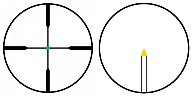 Прицельные сетки Standard Duplex (слева) и BAC Triangle Post