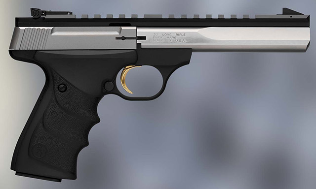Browning Buck Mark Contour Stainless - это пистолет калибра .22 Long 
Rifle со стволом 5,5 дюйма. Он также доступен со стволом 7,25 дюйма