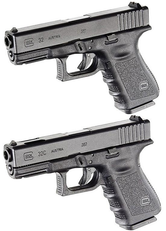 Glock 32 (сверху) и Glock 32C (снизу)