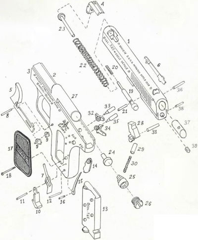 Bayard 1908 устройство пистолета