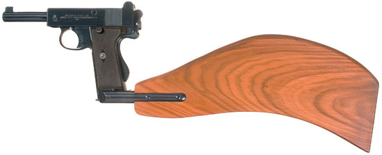 Webley & Scott Pistol self-loading .455 Mark I № 2 (Webley & Scott Mk. I № 2) с установленным отъемным прикладом