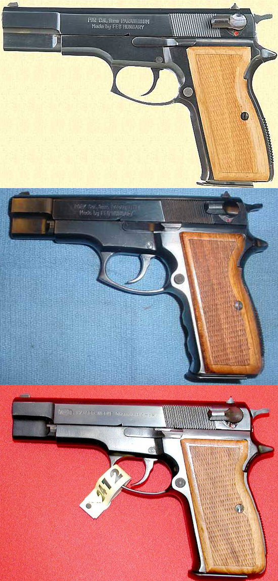 FEG P9R (сверху) FEG P9RK (посредине) Mauser 90 DAC (снизу)