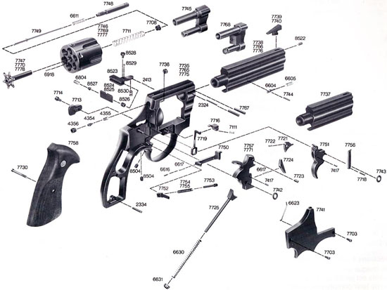 Взрыв-схема револьверов ERMA ER 770-й серии