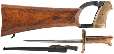 штык и приклад предназначенные для использования с револьвером Webley Mk VI