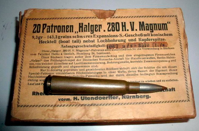 Патрон .280 Halger, использовавшийся Германом Герлихом в своей винтовке