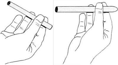 удержание стреляющей сигары в руке