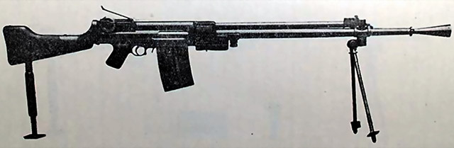 Опытная автоматическая винтовка Льюиса образца 1923 года. Многие 
технические решения сходны как с автоматом Калашникова, так и с немецким
 «штурмгевером»