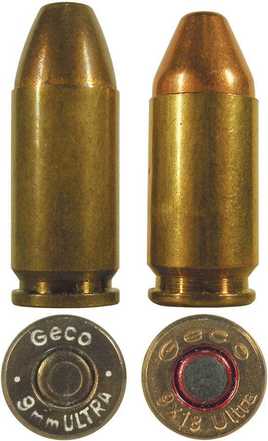 Опытный 9 mm Ultra выпуска 1930-х гг. в сравнении с современным 9×18