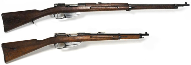 Винтовка (сверху) и карабин (снизу) Mannlicher M1893