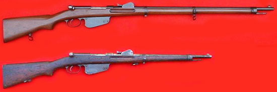 Винтовка (сверху) и карабин (снизу) Steyr Mannlicher M1886