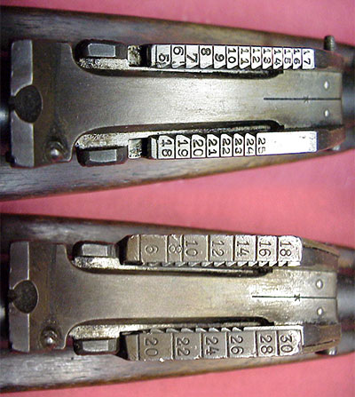 Прицел Steyr Mannlicher M1888 (сверху) и Steyr Mannlicher M1888-95 (снизу)