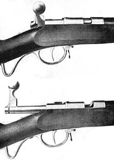 Затвор Mauser-Norris M 67/69 закрыт (сверху) и открыт (снизу)