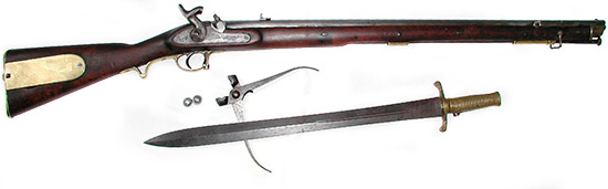 Brunswick rifle образца 1841 года со штыком, патронами и щипцами для изготовления патронов