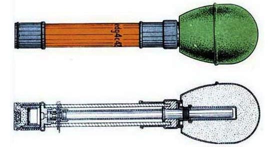 модернизированный вариант Wurfkorper 361 Leuchtpistole общий вид (сверху) и разрез (снизу)