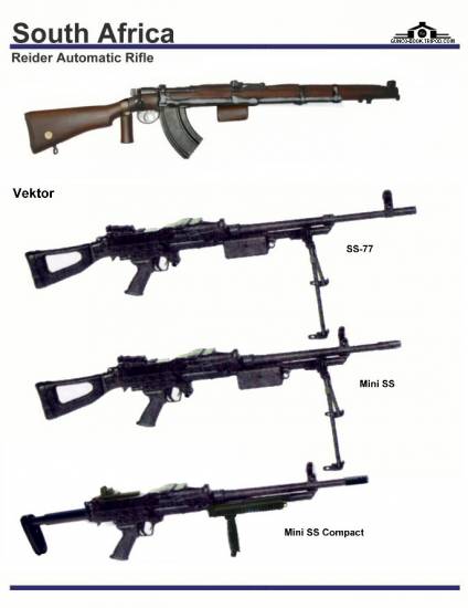 ЮАР: Reider Automatic Rifle, Vektor SS-77, ...