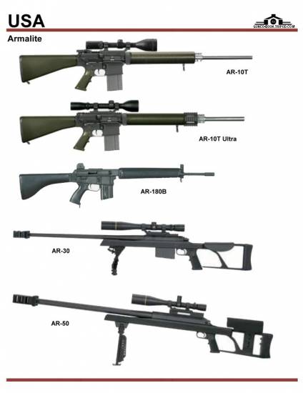 США: Armalite AR-10T, AR-180B, AR-30, AR-50