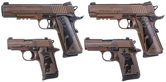 Полноразмерный и компактный (Carry) пистолеты SIG Sauer 1911 Spartan II,
 а также микрокомпакты P238 (.380 АСР) и P938 Spartan (9х19)