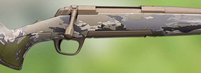 Новая винтовка
Browning X-Bolt Speed ​​Long Range OVIX поставляется с камуфляжным прикладом, а
также с покрытием Cerakote