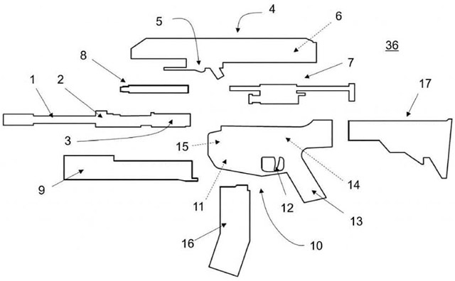 Компоновочное решение винтовки Glock из патентной документации, опубликованной в 2021 году