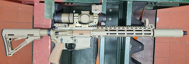 Внешний вид винтовки Glock GR-115F. Как и её немецкий конкурент по 
конкурсу (HK416A5), оружие оснащено глушителем и оптическим прицелом