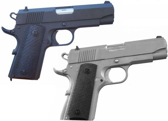 Pistola .380 IMBEL модели MD1 (вверху) и MD1 A2 (внизу)