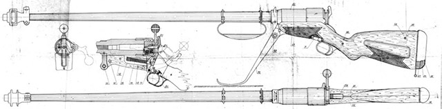 Схема Р-6 – противотанкового ружья Рукавишникова