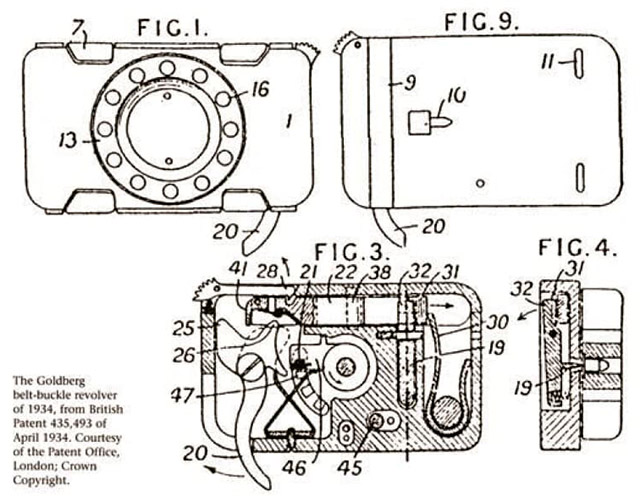 Стреляющее приспособление Голдберга. Британский патент. 1934 г