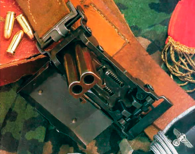 Двухствольная пряжка офицерского ремня под патрон 7,65х17 (.32 АСР). Л. Маркус. Германия. 1942 г