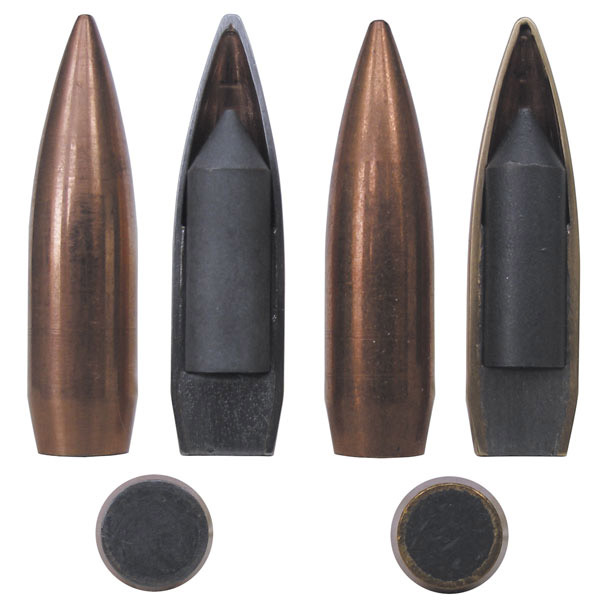 Два варианта пули «Тип № 4»: в биметаллической оболочке (слева) и в томпаковой