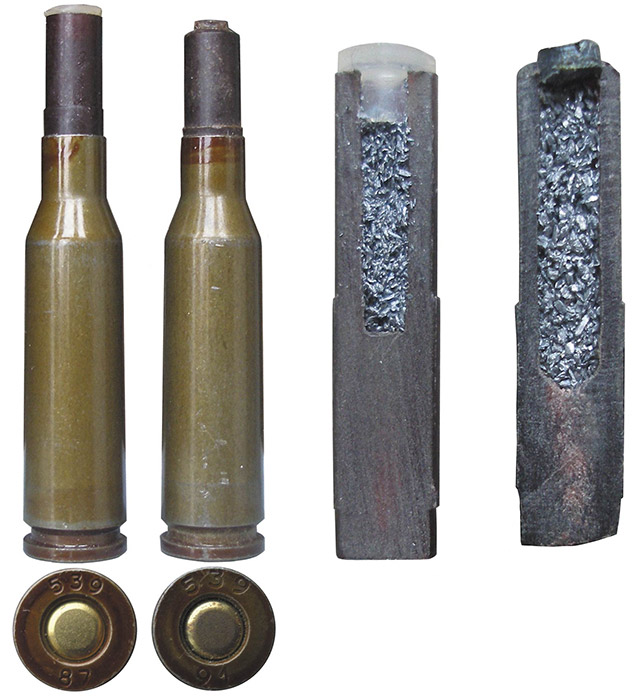 5,45-мм патроны советской программы «Ластик». Пуля состоит из 
пластикового корпуса, металлических опилок и пластиковой заглушки в 
головной части