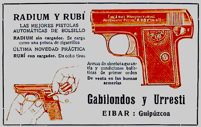 Газетная реклама раннего варианта «Руби». Обратите внимание на способ зарядки пистолета