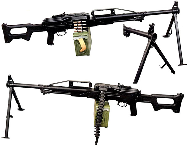 Ранняя модификация «Печенега», отличающаяся от серийного пулемета отсутствием дульного тормоза и рядом других мелочей, а также дульный срез ранней модификации пулемета «Печенег»