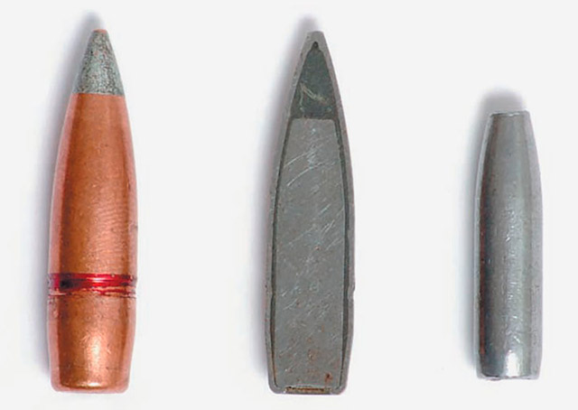 7,62-мм винтовочная пуля ЛПС, её разрез и стальной сердечник