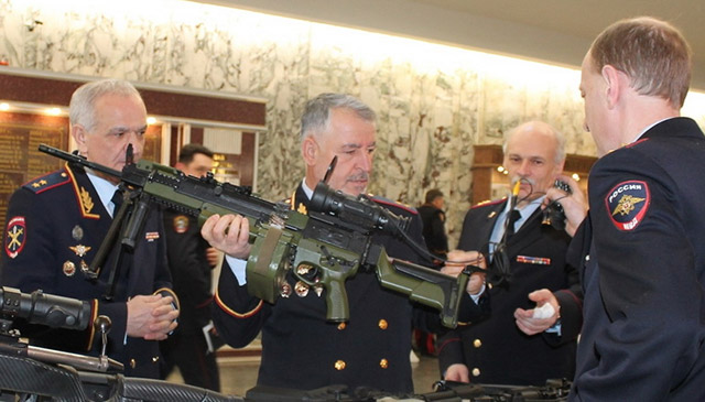 Пулемёт ПР-5,45 на выставке образцов вооружения СТиС во время заседания коллегии МВД по итогам 2017 года, февраль 2018 года