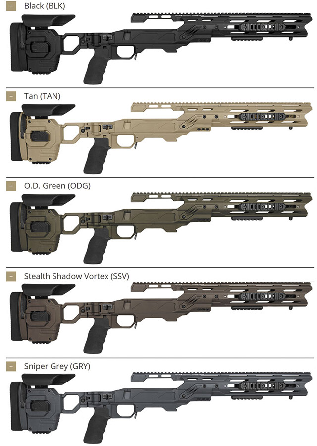 Шасси Cadex Dual Strike выпускаются уже несколько лет для множества оружейных платформ, калибров и в различных расцветках