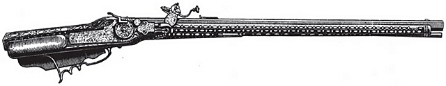 Рис.2. Европейское ружье XVII века с колесцовым замком