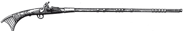 Рис. 7. Арабское ружье (карабин) XVII — XVIII веков с ударно-кремневым замком