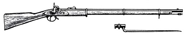 Английская винтовка Энфилда образца 1853 года. Рядом — трехгранный штык