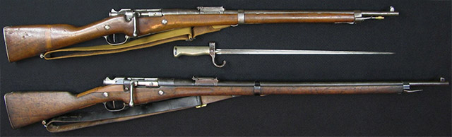 Fusil de tirailleur indochinois Mle 1902 (сверху) и Fusil de tirailleur senegalais Mle 1907 (снизу)