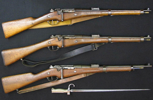 Сверху - вниз: Carabine de cavalerie Mle 1890, Carabine de cuirassier Mle 1890, Carabine de gendarmerie Mle 1890