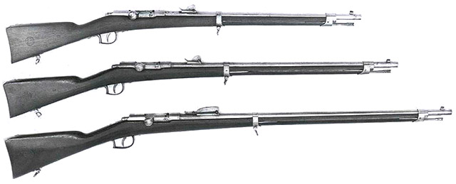 Сверху - вниз: Pupilen geweer, Kadetten geweer, Geweer M71/79